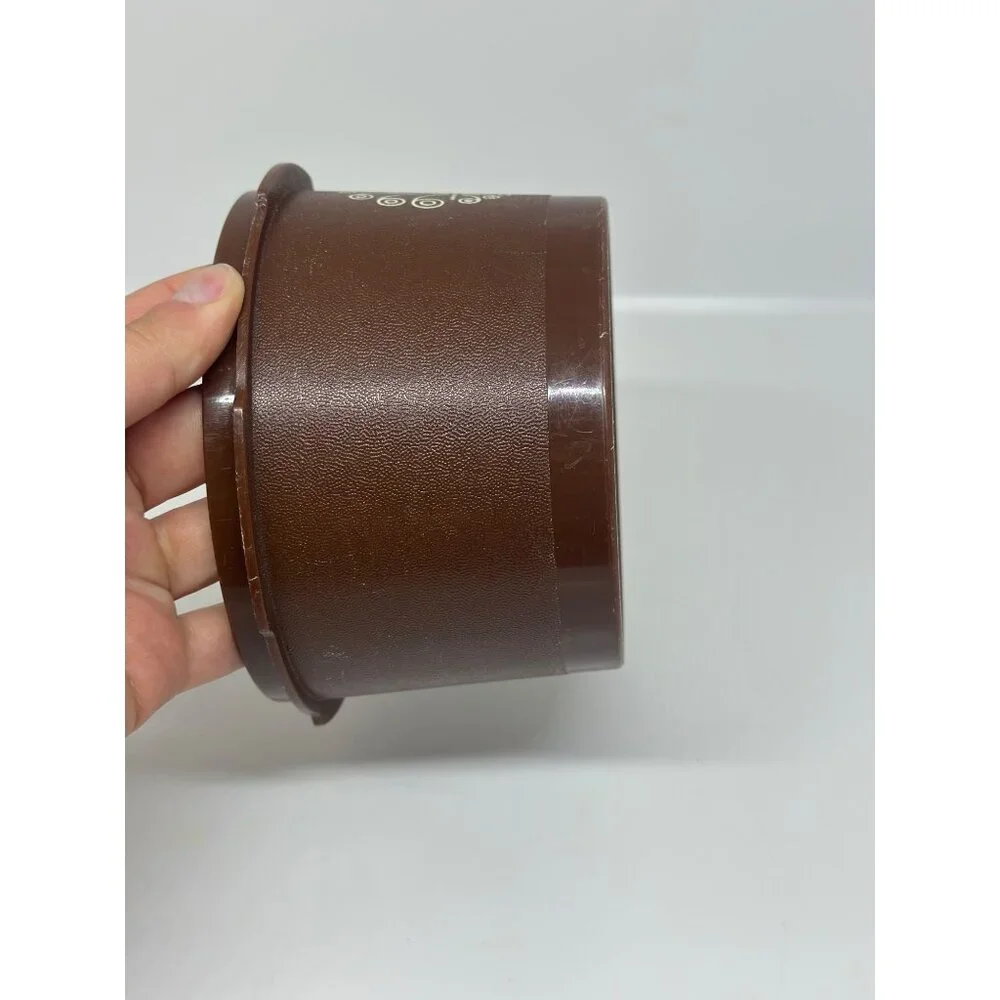 VTG Tupperware Choco Brown Servalier Canister Scroll Design No Lid 1297-12‎ USA